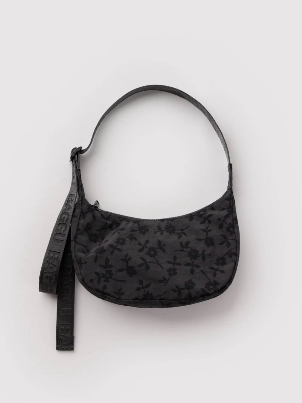 Baggu Small Crescent - charcoal ditsy floral